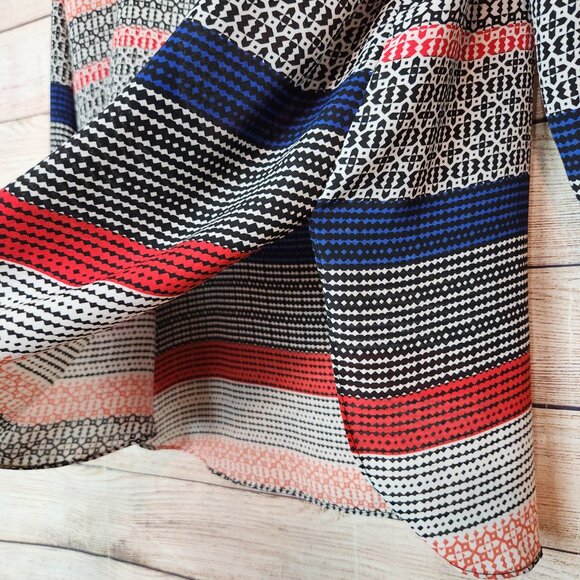 Vince Camuto Size S Striped V Neck Casual Top Long Sleeve Red White Blue Stripes - Picture 5 of 13